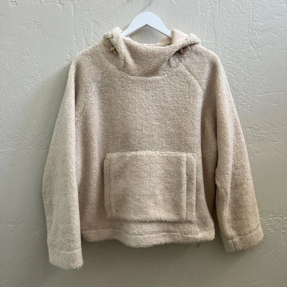 Vince $425 Cream Sherpa Oversized Hooded Pullover Jacket - Picture 6 of 10